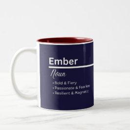 Ember gepersonaliseerde naam koffiemok tweekleurige koffiemok