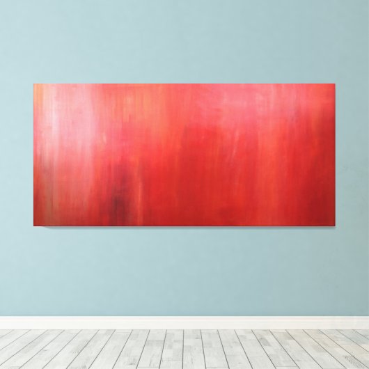 Ember Glow Haze rode acryl schilderij canvas print (Insitu (Houten vloer))