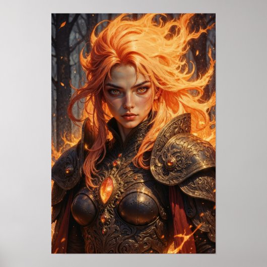 Ember Knight Fantasy Wall Art Poster (Voorkant)
