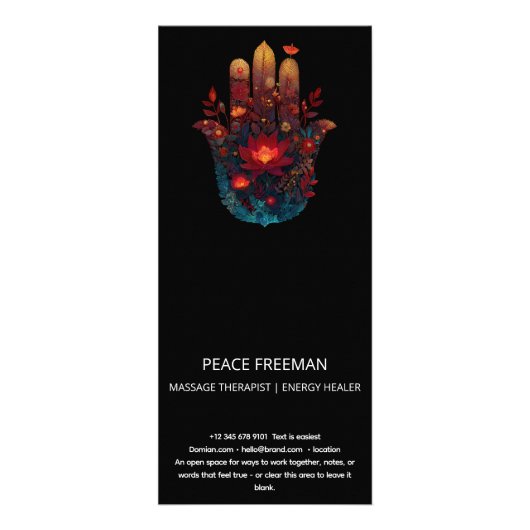 Ember Lotus | Hamsa Hand Design Reclamekaart (Achterkant)