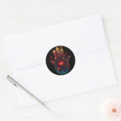 Ember Lotus | Hamsa Hand Design Ronde Sticker (Envelop)