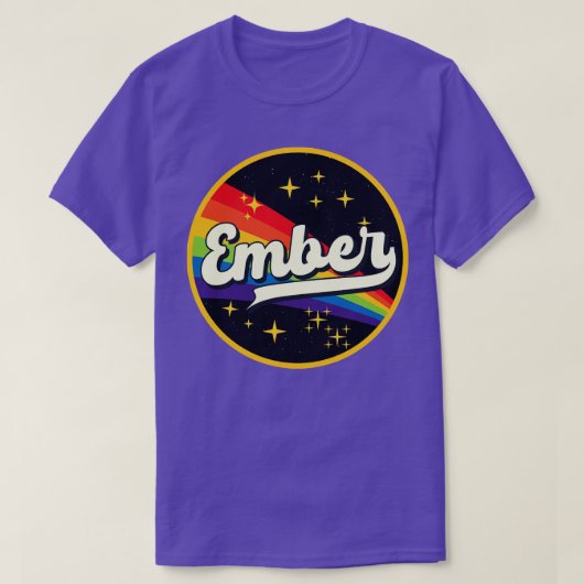 Ember regenboog in ruimte stijl t-shirt (Design voorkant)