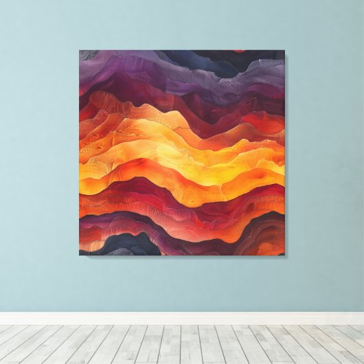 Ember Strata – Abstract Layers of Earth and Fire Canvas Afdruk (Insitu (Houten vloer))