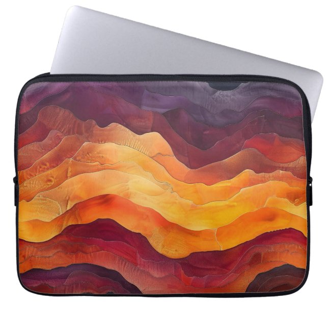 Ember Strata – Abstract Layers of Earth and Fire Laptop Sleeve (Voorkant)