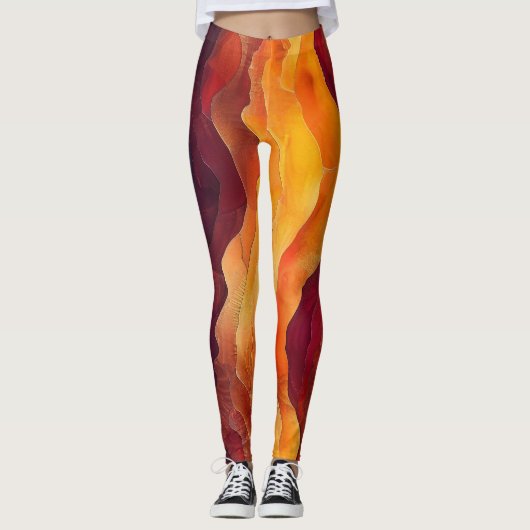 Ember Strata – Abstracte lagen van aarde en vuur Leggings (Voorkant)