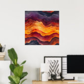 Ember Strata – Abstracte lagen van aarde en vuur Poster (Thuiskantoor)