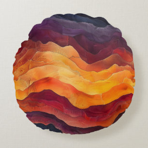 Ember Strata – Abstracte lagen van aarde en vuur Rond Kussen
