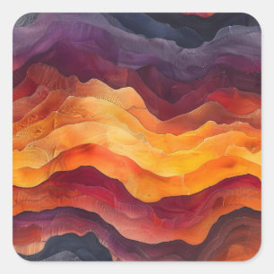 Ember Strata – Abstracte lagen van aarde en vuur Vierkante Sticker