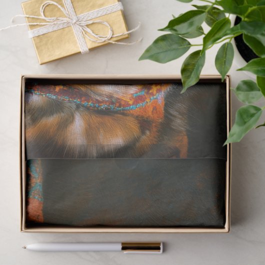 Ember Turquoise Black Wolf Portrait Tissuepapier (Geschenk)