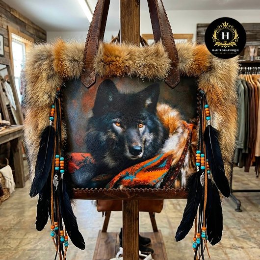 Ember Turquoise Black Wolf Portrait Tissuepapier