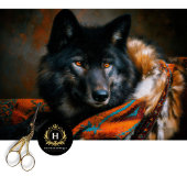 Ember Turquoise Black Wolf Portrait Tissuepapier