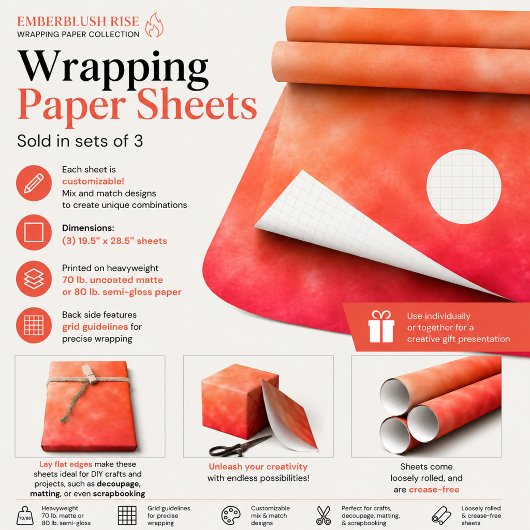 Emberblush Rise Inpakpapier Vel