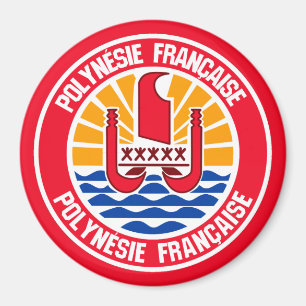 Embleem bij Franse Polynesiaanse Ronde Magneet