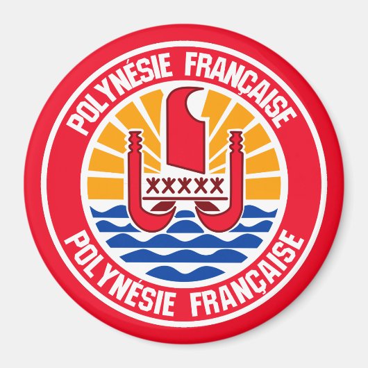 Embleem bij Franse Polynesiaanse Ronde Magneet (Voorkant)