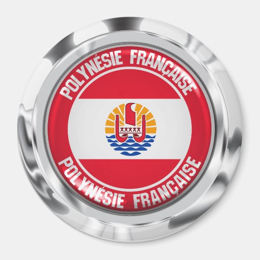 Embleem bij Franse Polynesiaanse Ronde Magneet (Voorkant)