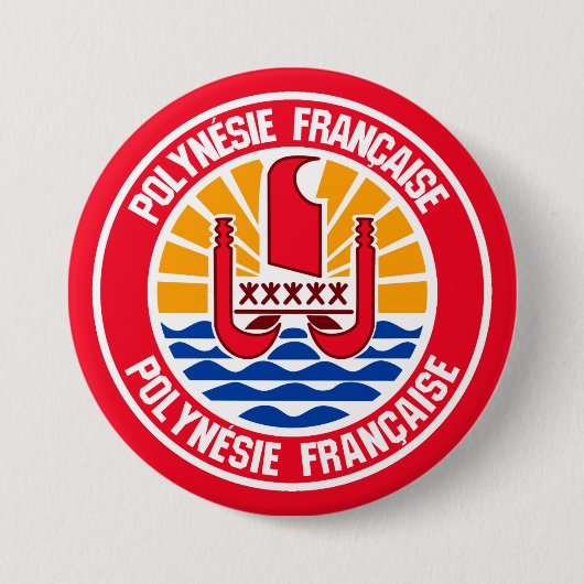 Embleem bij Franse Polynesiaanse Ronde Ronde Button 7,6 Cm (Voorkant)