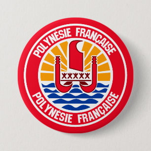 Embleem bij Franse Polynesiaanse Ronde Ronde Button 7,6 Cm