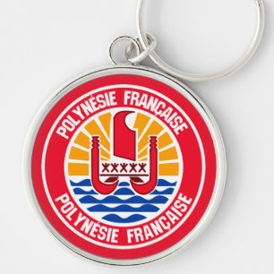 Embleem bij Franse Polynesiaanse Ronde Sleutelhanger