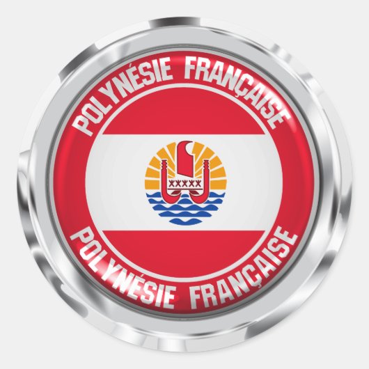 Embleem bij Franse Polynesiaanse Ronde Sticker (Voorkant)
