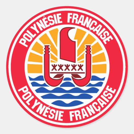 Embleem bij Franse Polynesiaanse Ronde Sticker (Voorkant)
