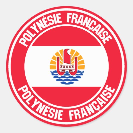 Embleem bij Franse Polynesiaanse Ronde Sticker (Voorkant)