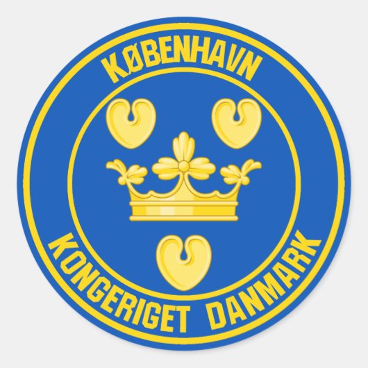Embleem in de Kopenhagen-ronde Ronde Sticker (Voorkant)