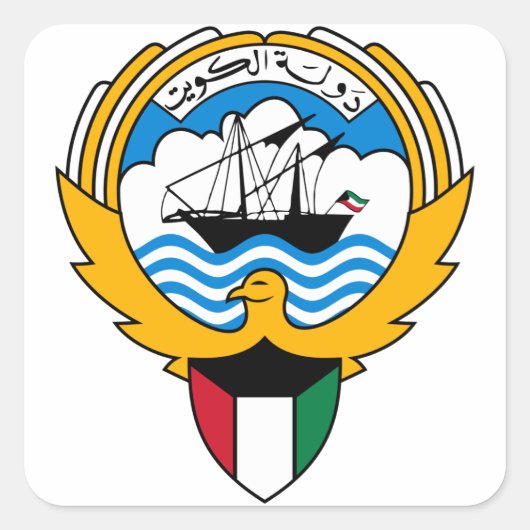 embleem kuwait vierkante sticker (Voorkant)