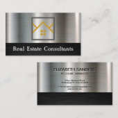 Embleem onroerend goed | Metaalzwart Visitekaartje (Voorkant / Achterkant)