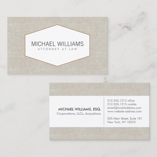  embleem op Tan Linen (Faux) Visitekaartje (Voorkant / Achterkant)