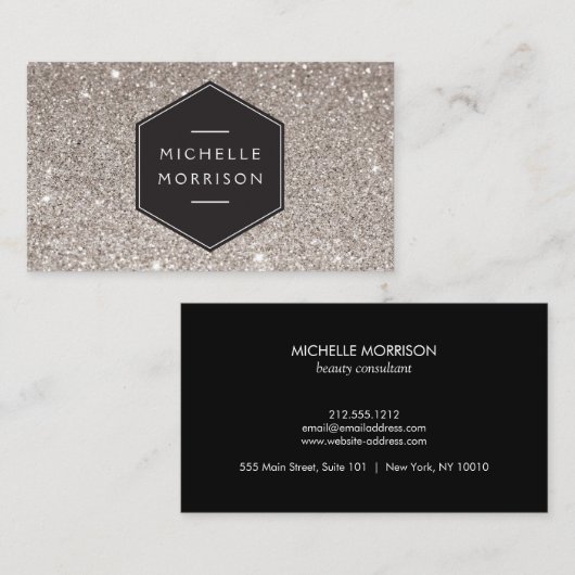  embleem op zilveren glitter Visitekaartje (Voorkant / Achterkant)