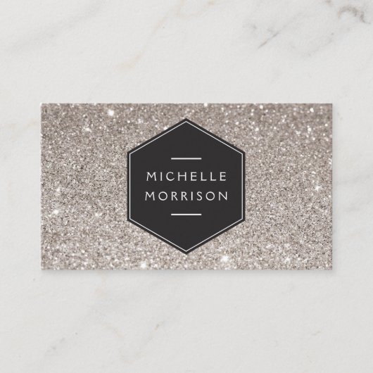  embleem op zilveren glitter Visitekaartje (Voorkant)