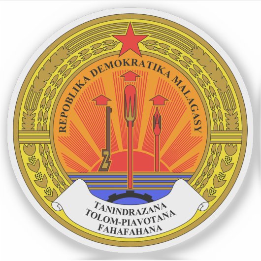 embleem van de Democratische Republiek Madagaskar Sticker (Voorkant)