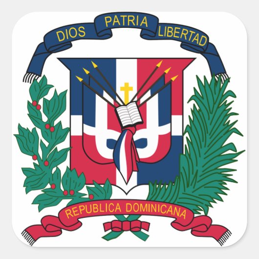 embleem van de dominicaanse republiek vierkante sticker (Voorkant)