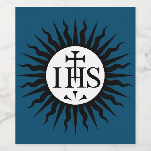 Embleem van de Maatschappij van Jezus Wijn Etiket (Enkel label)