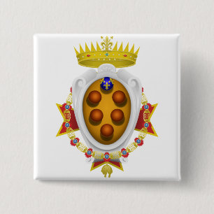 Embleem van de marine van Toscane Medici Vierkante Button 5,1 Cm