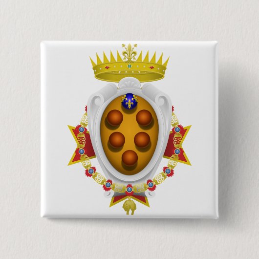 Embleem van de marine van Toscane Medici Vierkante Button 5,1 Cm (Voorkant)