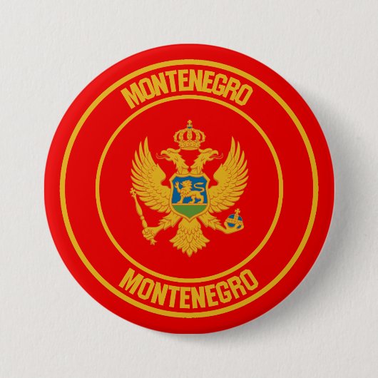 Embleem van de Montenegro-ronde Ronde Button 7,6 Cm (Voorkant)