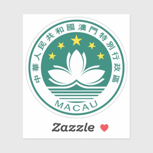 Embleem van de regio Macau (Macau), China Sticker (Vel)