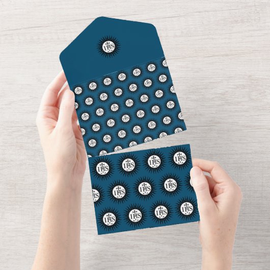 embleem van de Sociëteit van Jezus Monogram All In One Uitnodiging (Afscheurbaar)