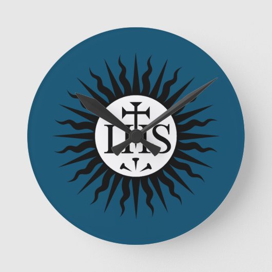embleem van de Sociëteit van Jezus Monogram Ronde Klok (Voorkant)