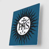 embleem van de Sociëteit van Jezus Monogram Vierkante Klok (Hoek)