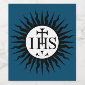 embleem van de Sociëteit van Jezus Monogram Wijn Etiket (Enkel label)