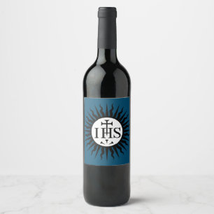 embleem van de Sociëteit van Jezus Monogram Wijn Etiket
