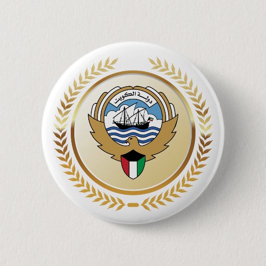Embleem van de staat Koeweit Ronde Button 5,7 Cm (Voorkant)