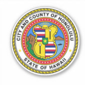 Embleem van de stad Honolulu, Hawaii Vinyl Sticker (Voorkant)