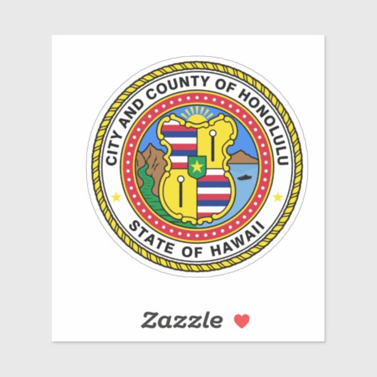 Embleem van de stad Honolulu, Hawaii Vinyl Sticker (Vel)