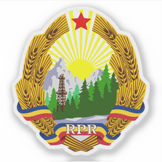 Embleem van de Volksrepubliek Roemenië (1952-1966) Sticker (Voorkant)