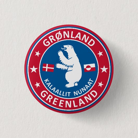 Embleem van Groenland Ronde Button 3,2 Cm (Voorkant)