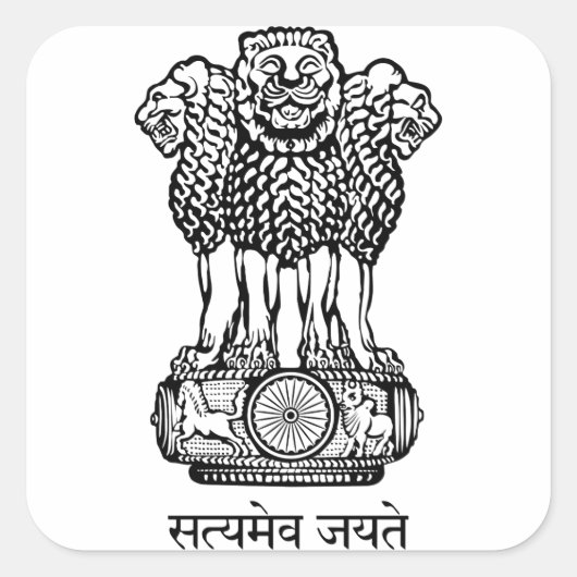 embleem van india vierkante sticker (Voorkant)