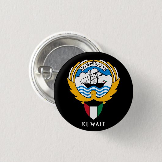 Embleem van Koeweit Ronde Button 3,2 Cm (Voorkant /achterkant)